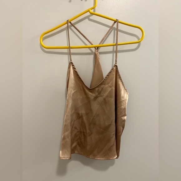 Lulus Sweetest Dreams Gold Satin Ruffled Two-Piece Pajama Set - Picture 3 of 10